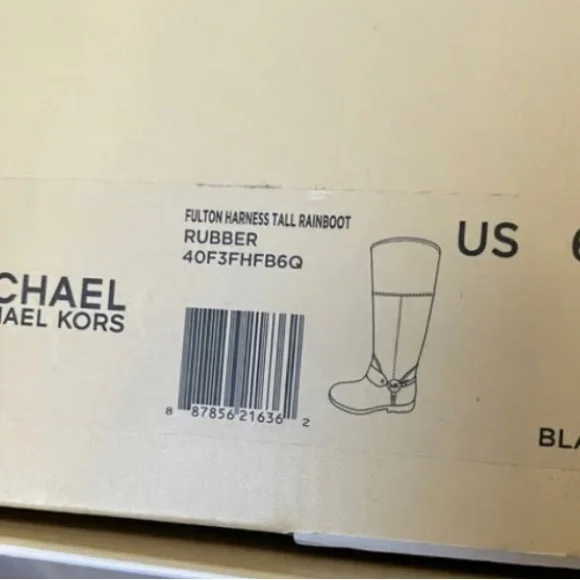 Michael Kors logo Fulton Harness Tall Rain Boot designer riding style knee high - Picture 9 of 9